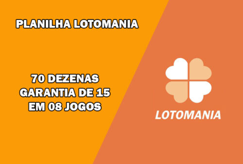 Com esta Planilha da  Lotomania você joga com 70 dezenas e tem a garantia mínima de 01 jogos com 15 pontos, se as 20 sorteadas estiverem dentro das 70 escolhidas.