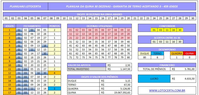 Planilha Da Quina Dezenas Garantia De Terno Acertando Jogos Lotocerta